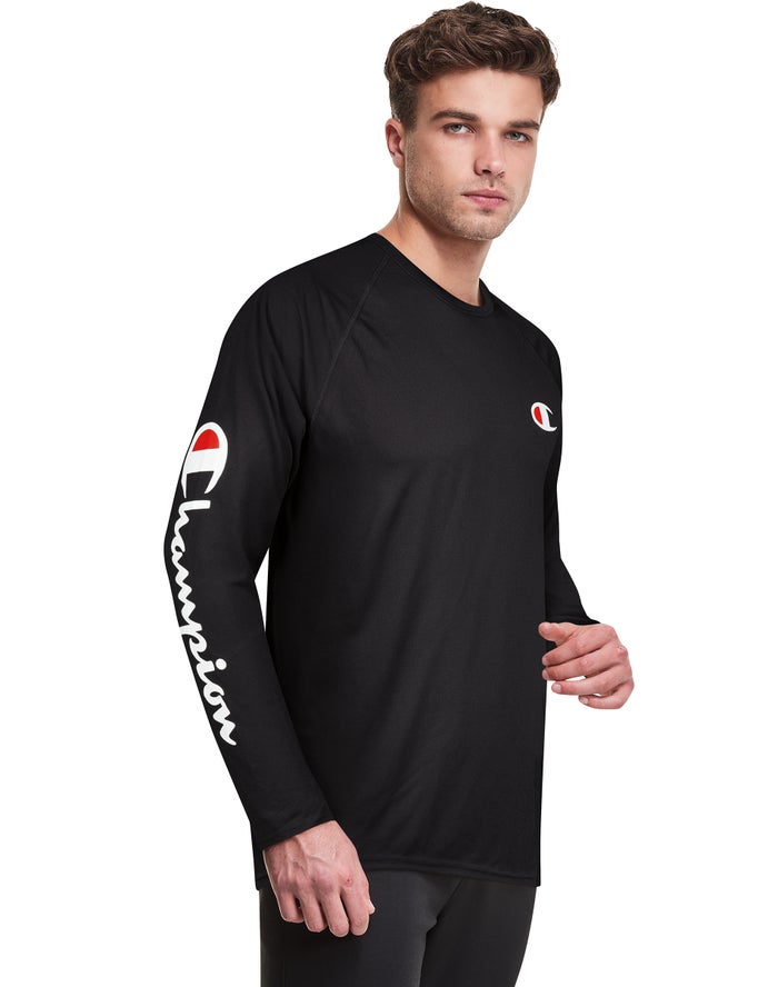 Champion Herre T-Shirts Sort - Baselayer Crew - Danmark LCV-860172